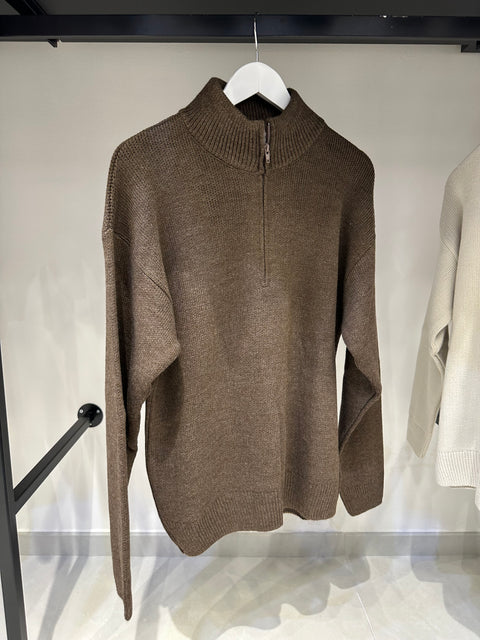 MAGLIONE LUPETTO CON MEZZA ZIP