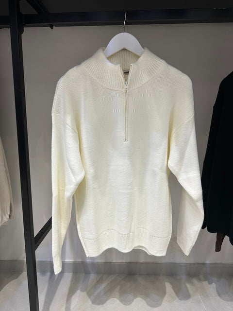 MAGLIONE LUPETTO CON MEZZA ZIP