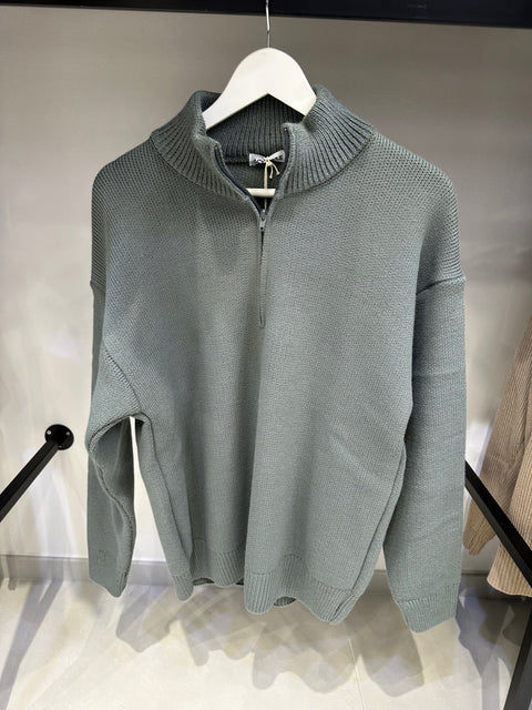 MAGLIONE LUPETTO CON MEZZA ZIP