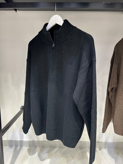 MAGLIONE LUPETTO CON MEZZA ZIP