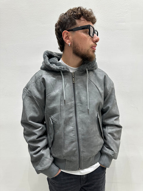 JACKET ECOLATHER CON PELLICCIA REVERSIBILE