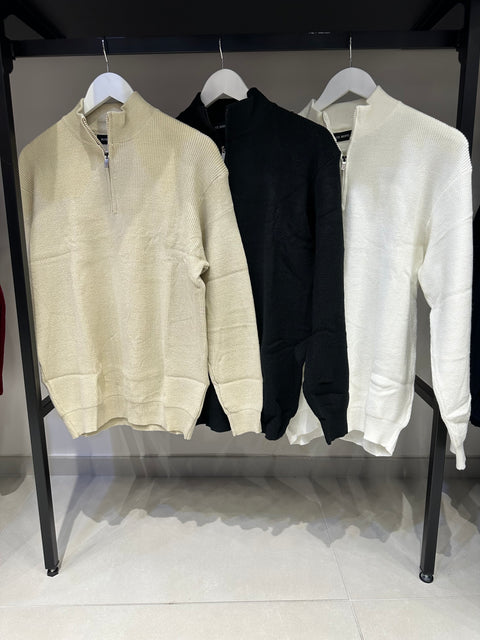 PULLOVER LUPETTO CON MEZZA ZIP