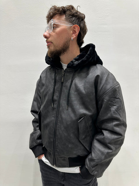 JACKET ECOLATHER CON PELLICCIA REVERSIBILE